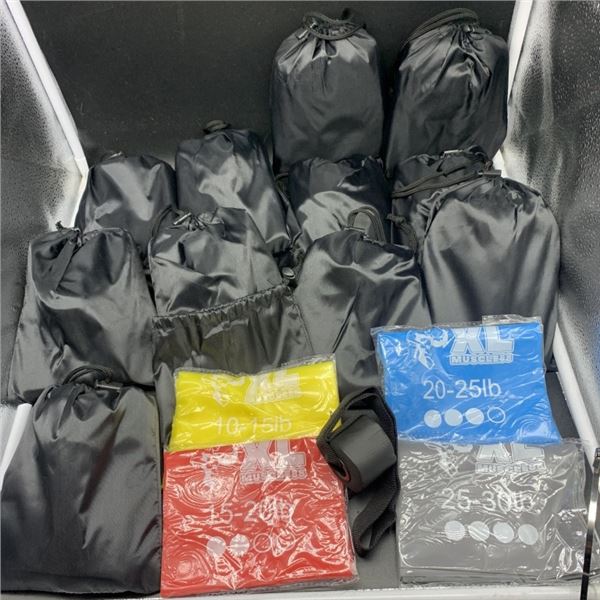 12 NEW SETS OF RESISTANCE BANDS 10LB - 30LBS