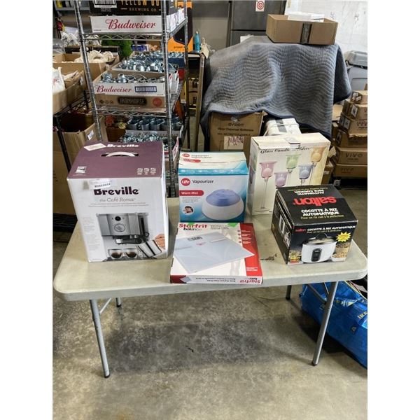 BREVILLE CAFE ROMA ESPRESSO MACHINE, USED, AND ASSORTED HOUSEHOLD APPLIANCES