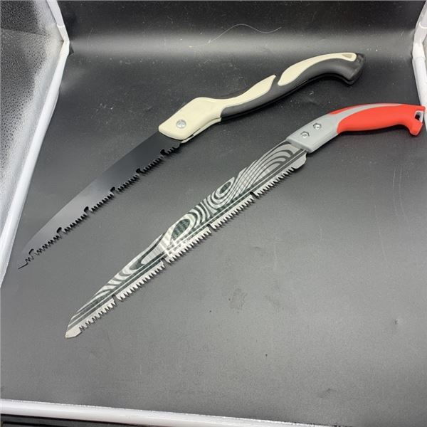 NEW PROFESSIONAL-GRADE HEAVY-DUTY LOGGING SAW AND NEW ALLOY STEEL FOLDING HAND SAW WITH SPINDLE LOCK