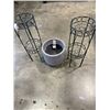 Image 2 : CEMENT LOOK PLANT POT AND 2 GREEN METAL PLANTSTANDS