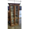 Image 1 : OAK 6FT LEADED GLASS DOOR DISPLAY CABINET WITH LIGHT