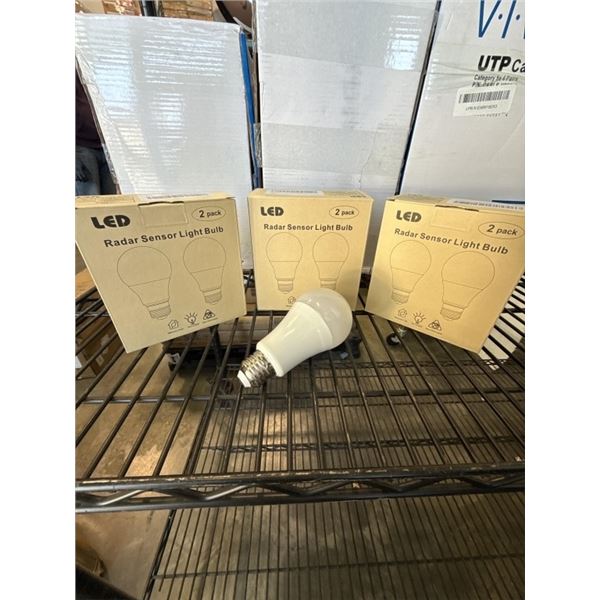 3 NEW 2PACKS OF RADAR SENSOR LED LIGHT BULBS, 6 BULBS TOTAL