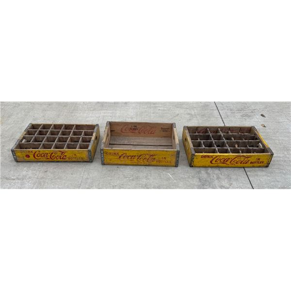 ANTIQUE COCA-COLA BOTTLE CRATES, LOT OF THREE