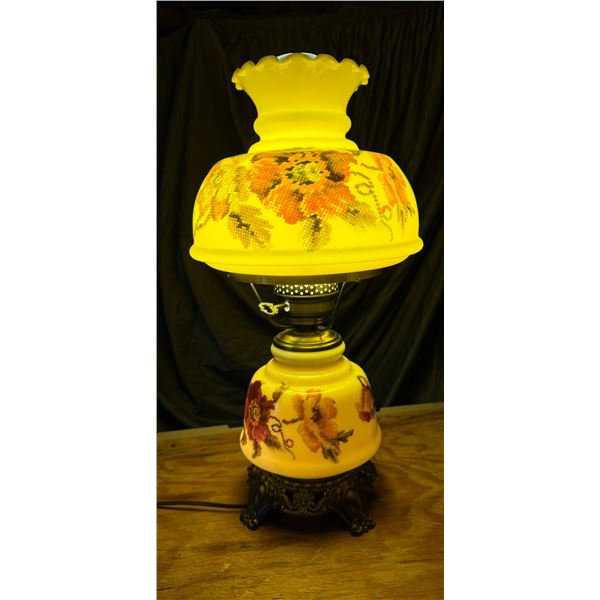 HURRICANE PARLOR LAMP CONVERTED TO 3-WAY LIGHTING – WORKS!