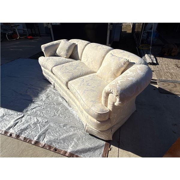 WHITE/CREAM SATIN DAMASK SOFA - GORGEOUS!