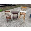Image 1 : CHILDREN'S CHAIR, DOLL HIGHCHAIR, AND END TABLE