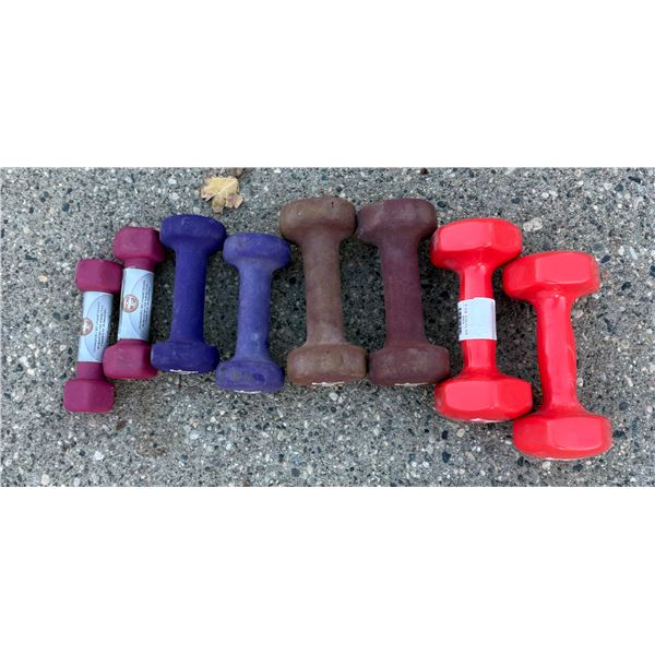 HAND WEIGHTS, LOT OF 4 PAIR (LOT OF 8)