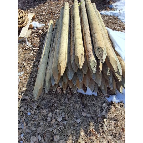 (50) 6' Treated Wooden Fence Posts - 4" Diameter