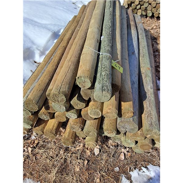 (50) 6' Treated Wooden Fence Posts - 4" Diameter