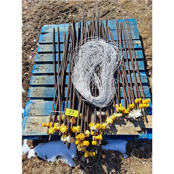 (46) Rebar Fence Posts w/Electric Wire