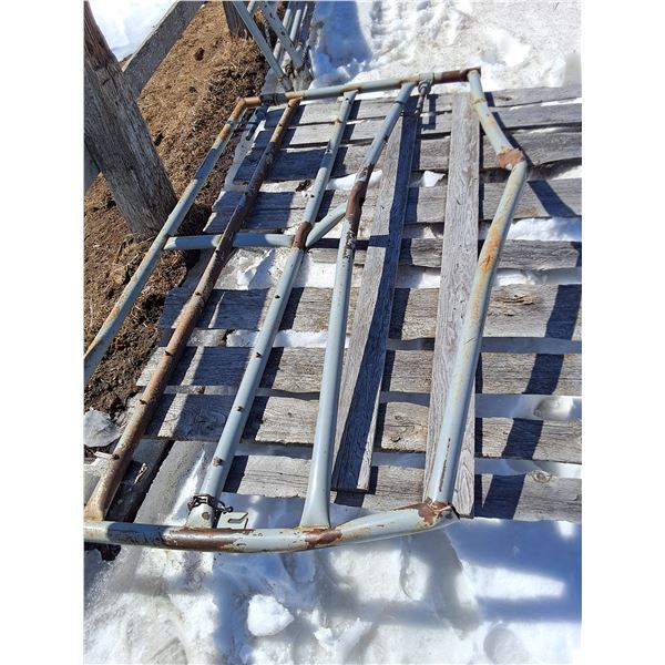 4' x 8' Steel Gate w/Hinges & Attached Shelter Boards - Some Damage, As is