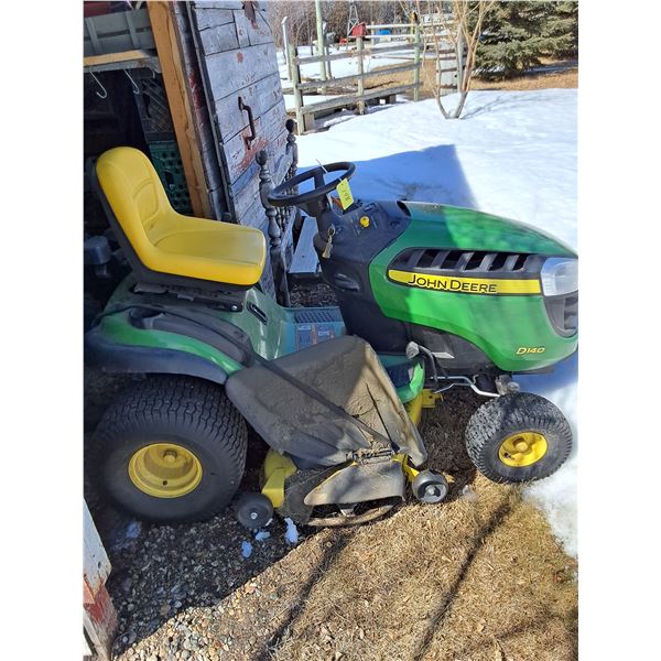 John Deere D140 22 HP 48" Riding Lawn Mower - 173.9 Service Hours - Working
