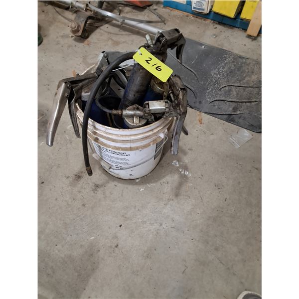 (6) Grease guns in pail