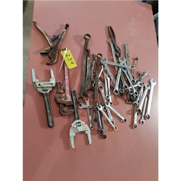 Various Wrenches, Vise Grips, Pipe Wrench