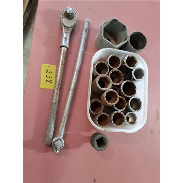Various 3/4" Drive Sockets,  1 1-"x3/4" Adapter