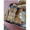 Image 2 : 10.5 pr Size small/ medium Gloves, (2) pr Leather Mitts & Tyvek Coveralls