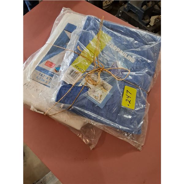 (2) New in Package Tarps (12'x16' & 14'X19.5'~)