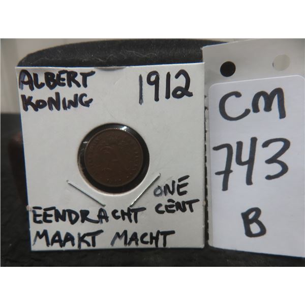 1912 Belgium One-Cent Coin