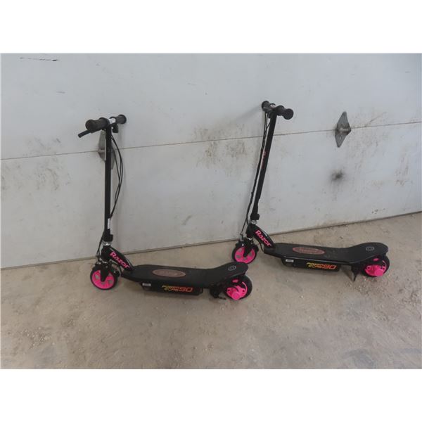 Two Razor Power Core 90 Scooters (No Chargers)