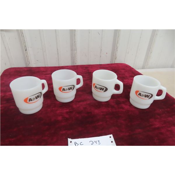 Four A&W Mugs, Two Anchor USA, and Two Fire King