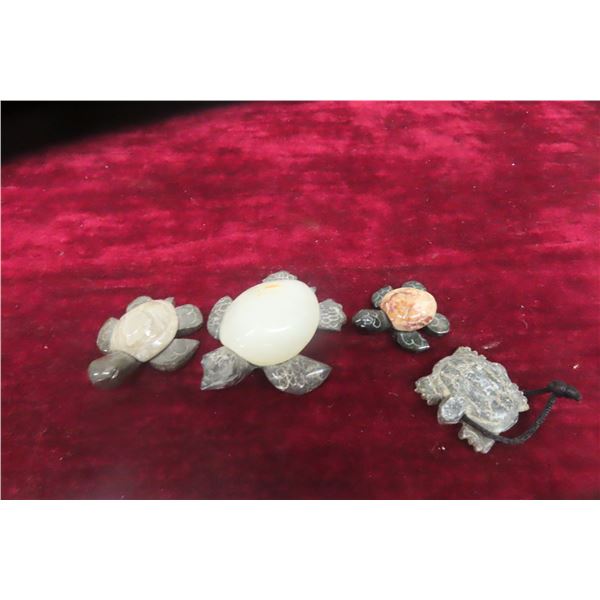 Four Soap Stone Turtle Carvings