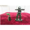 Image 1 : Jade Inukshuk Carving Display 5 1/2" Tall and Jade Whale