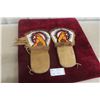 Image 1 : Leather Native Beaded Mitts with Fur Trim