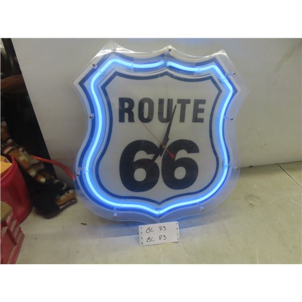 Route 66 Clock with Neon Border (Working)