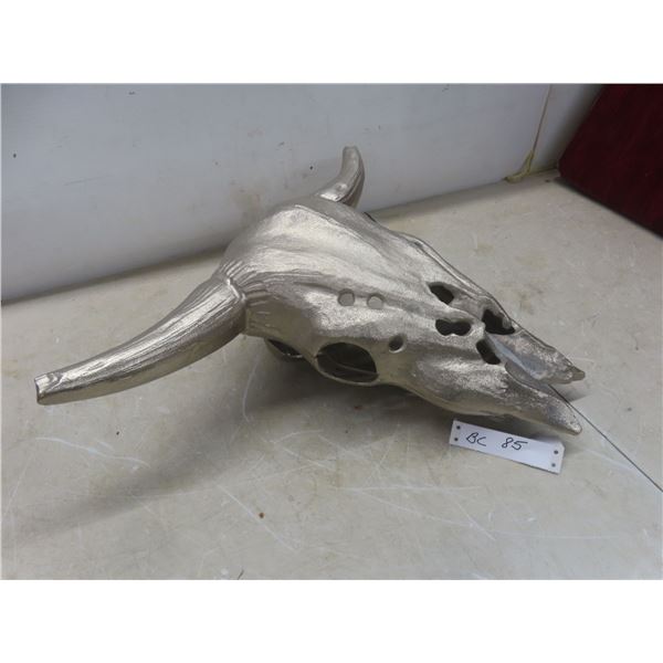Metallic Faux Bull Skull with 23" × 18" Horn Spread