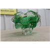 Image 3 : Vintage Green and Clear Crystal Bowl (Art Glass)
