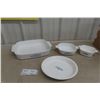 Image 1 : Four Piece Vintage Blue Cornflower Corningware: Large Baking Pan, Pie Plate, and Two Casseroles