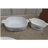 Image 3 : Four Piece Vintage Blue Cornflower Corningware: Large Baking Pan, Pie Plate, and Two Casseroles