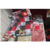 Image 2 : Christmas Tree Skirt, Handmade Quilt, Four Stockings, and Variety of Christmas Decorations
