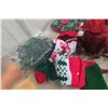 Image 5 : Christmas Tree Skirt, Handmade Quilt, Four Stockings, and Variety of Christmas Decorations