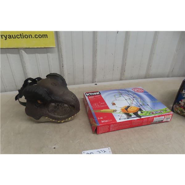 Electronic Roaring Dino Mask and K'Nex Thrill Ride Coaster