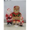 Image 1 : Two Vintage Santa Blow Molds (28" and 12" Tall) and One 29" Cardboard Santa