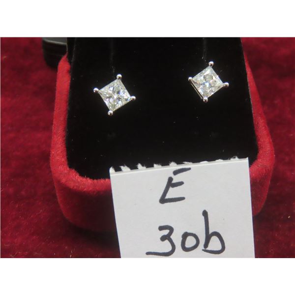 2.00 CT GRA Certified Princess Cut Moissanite Stones VVS D Color Set in Square 4 Claw Basket