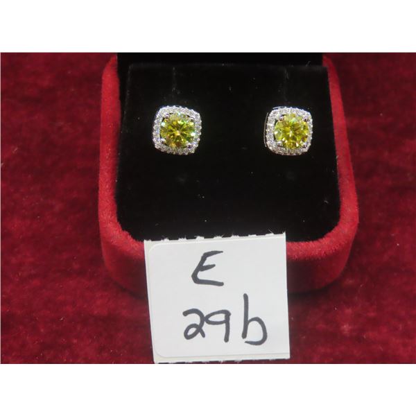 2.00 CT TW GRA Certified Round Brilliant Cut Moissanite Stones VVS Vivid Yellow Color With 48 Round