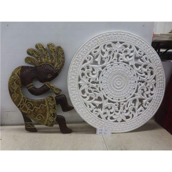 Wall Art Including 30" Round Medallion and 26" Metal Kokopelli Figure