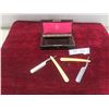 Image 1 : Two Vintage Straight Razors with Case (Case Damaged)