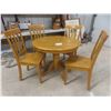 Image 1 : Oak Pedestal Table with Four Chairs (36" Across)