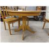 Image 2 : Oak Pedestal Table with Four Chairs (36" Across)