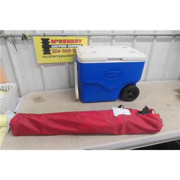 Coleman Rolling Picnic Cooler and Folding Chair 10" x 20" x 14"