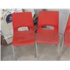 Image 3 : Six Orange Plastic Stacking Chairs