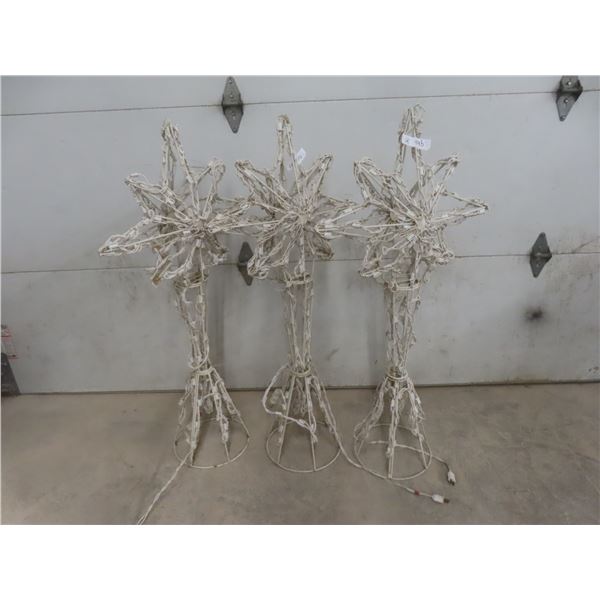 Three Wire-Framed Free-Standing Lighted Stars (49" High)