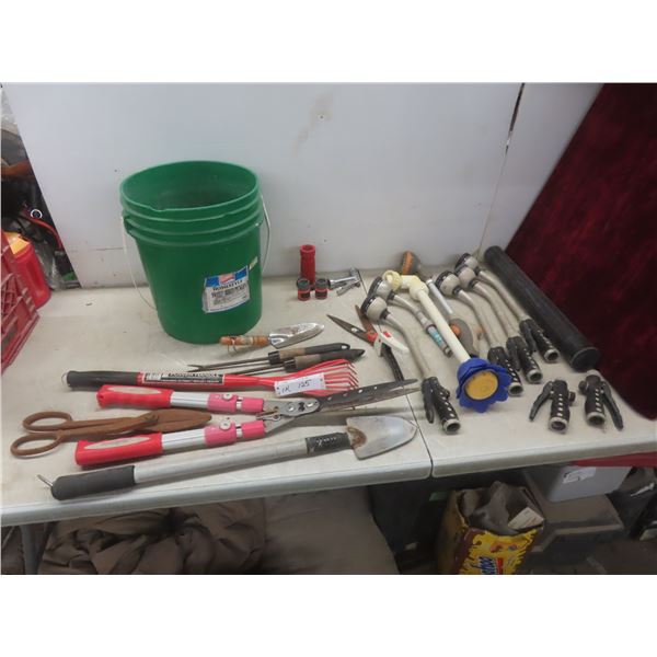 Assorted Garden Tools, Sprayers, and Clippers and More