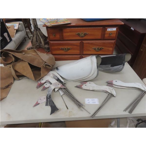 Twenty-Five Metal Duck Decoys with Carry Bag