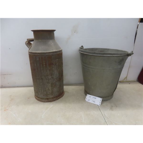 Silverwood Creamer Jug and Large Galvanized Pail