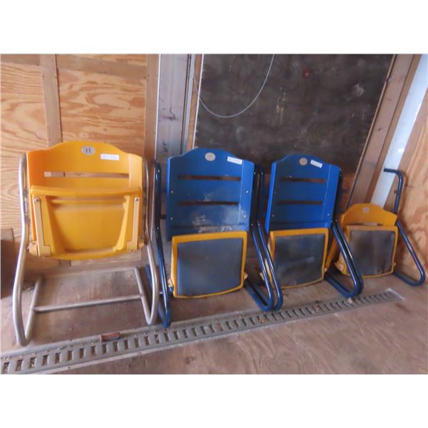 Four Stadium Chairs (One Complete, Three Missing Hardware)