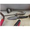 Image 6 : Two Plastic Gas Containers, Steering-Wheel Lock with Key, Garden Tools, Sprayer, Bore Spray,